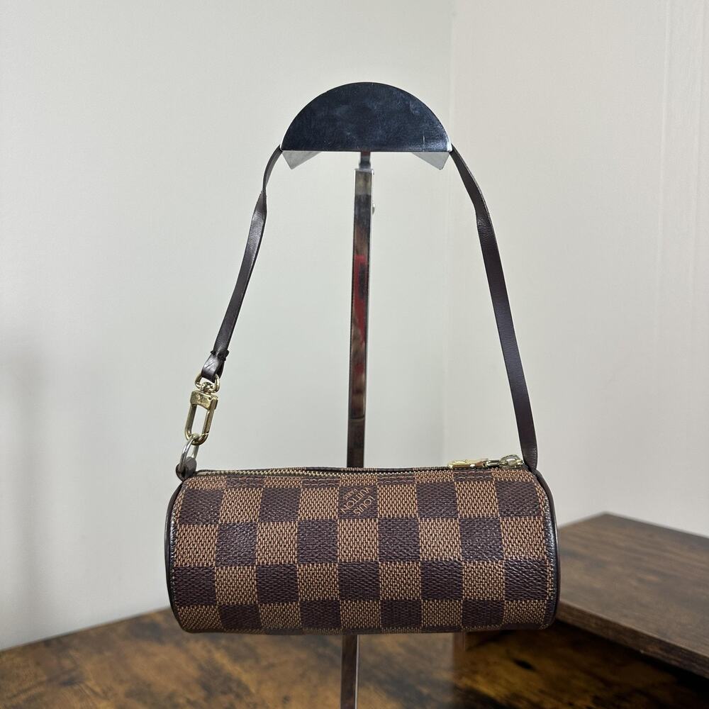 Louis Vuitton Mini Papillon Accessories Pochette Bag Brown Damier Canvas Leather - Picture 2 of 16